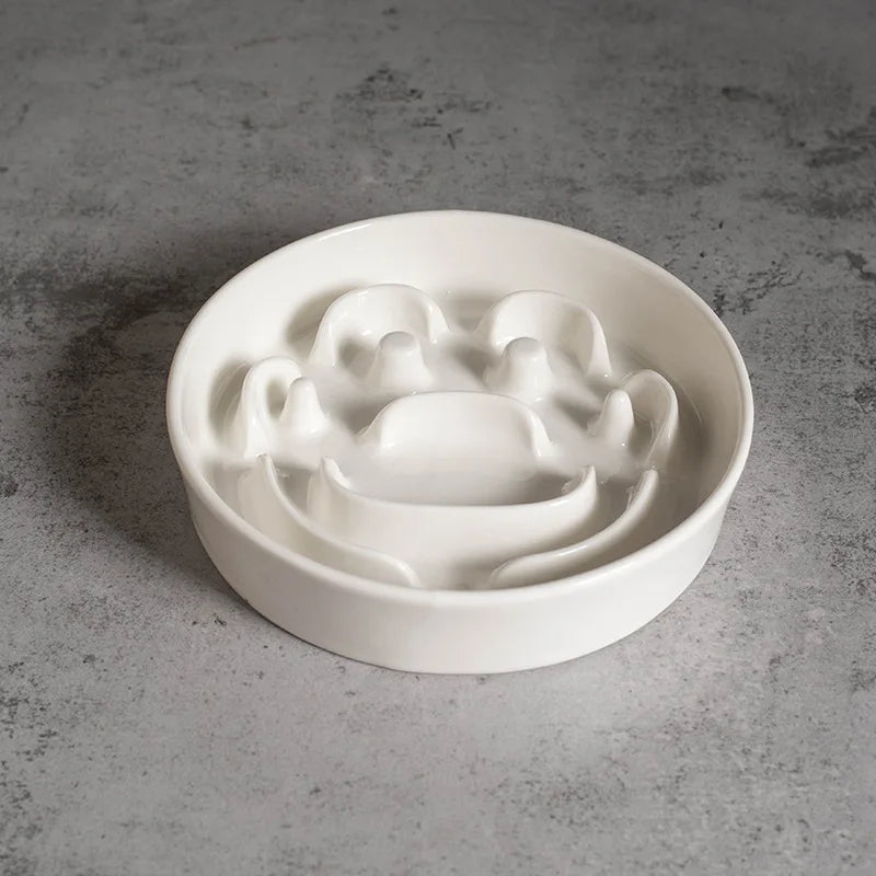 Petorao Elevated Ceramic Slow Feeder Bowl — Anti-Choking Maze Bowl with Iron Stand for Dogs & Cats
