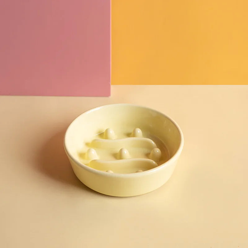 1-piece ceramic slow feed bowl anti-choking slow feed bowl pet bowl spill-proof bowl cat food bowl cat bowl dog bowl