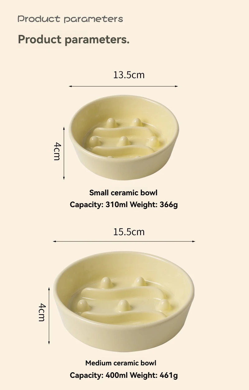 1-piece ceramic slow feed bowl anti-choking slow feed bowl pet bowl spill-proof bowl cat food bowl cat bowl dog bowl