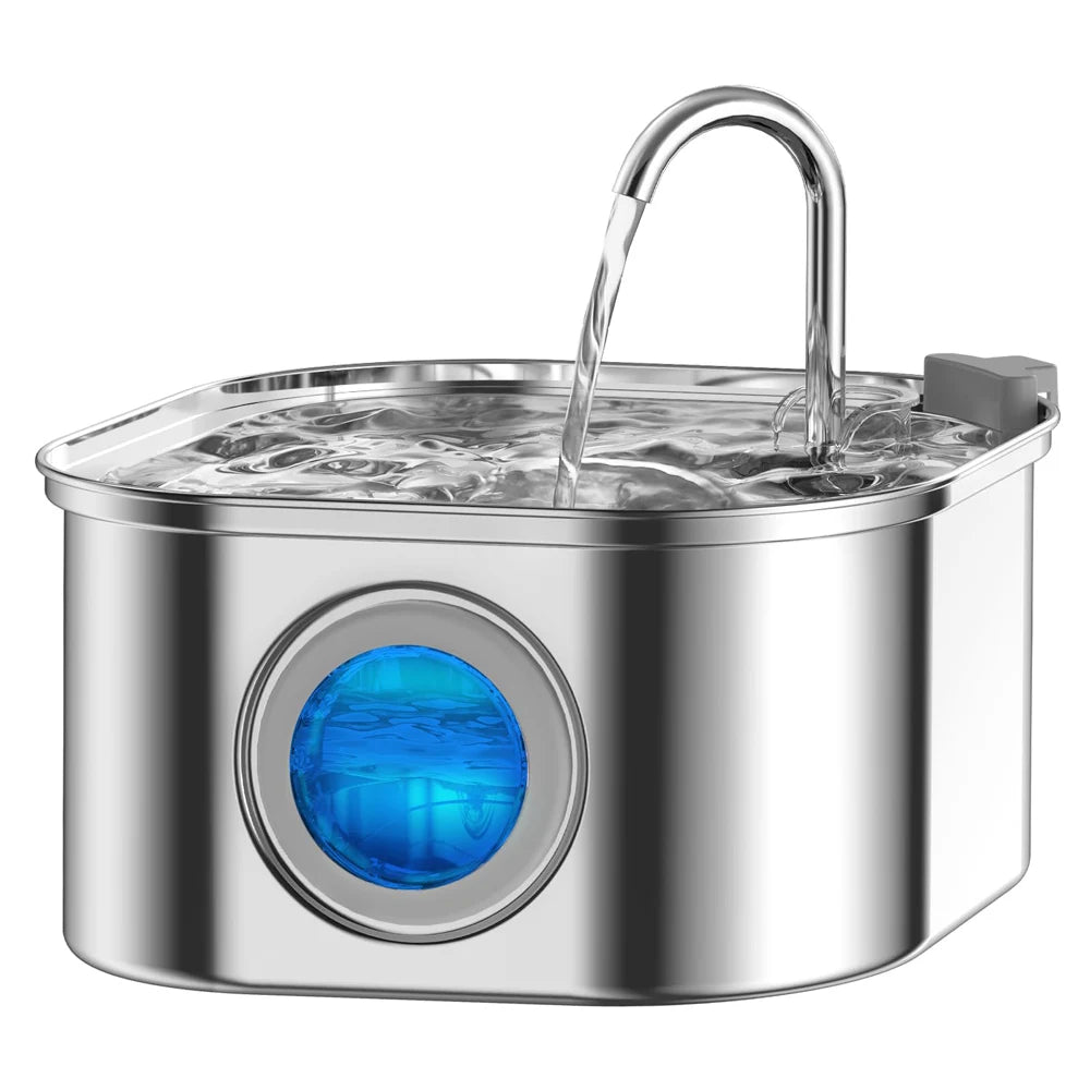 Petorao 3.2L Stainless Steel Pet Water Fountain — Auto Dispenser with Visual Window for Cats & Dogs