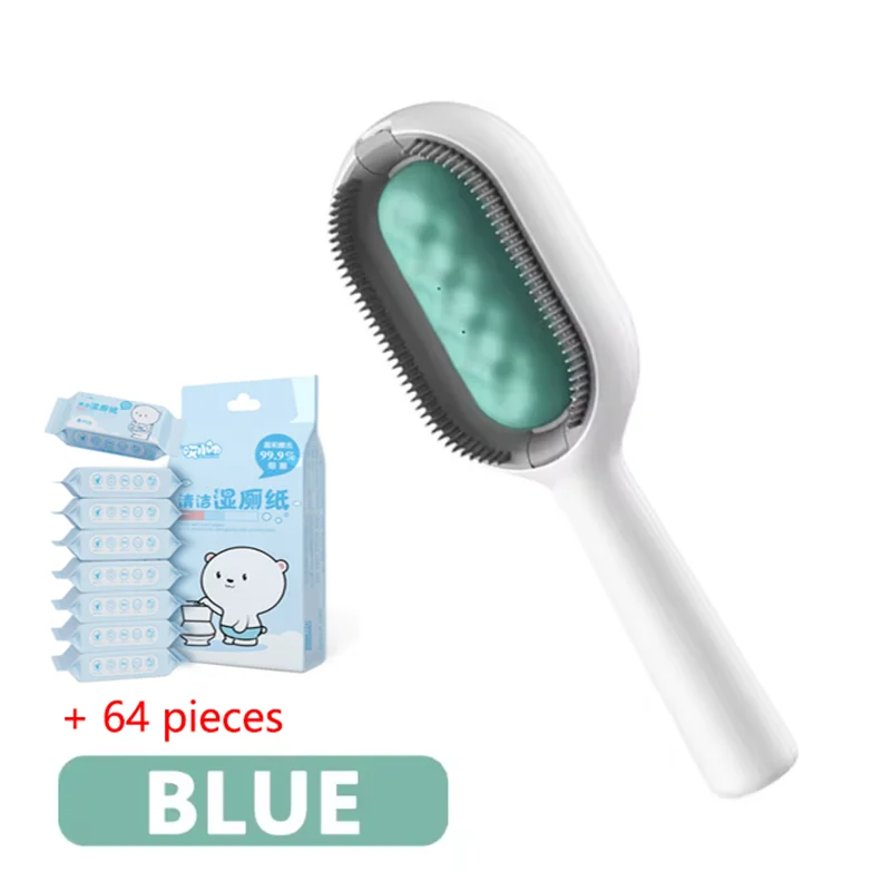 3-in-1 Cat Brush Long Hair Remover Brush for Dog Cat Silicone Pet Grooming Comb with Wipe and Water Tank Pet Product Accessories