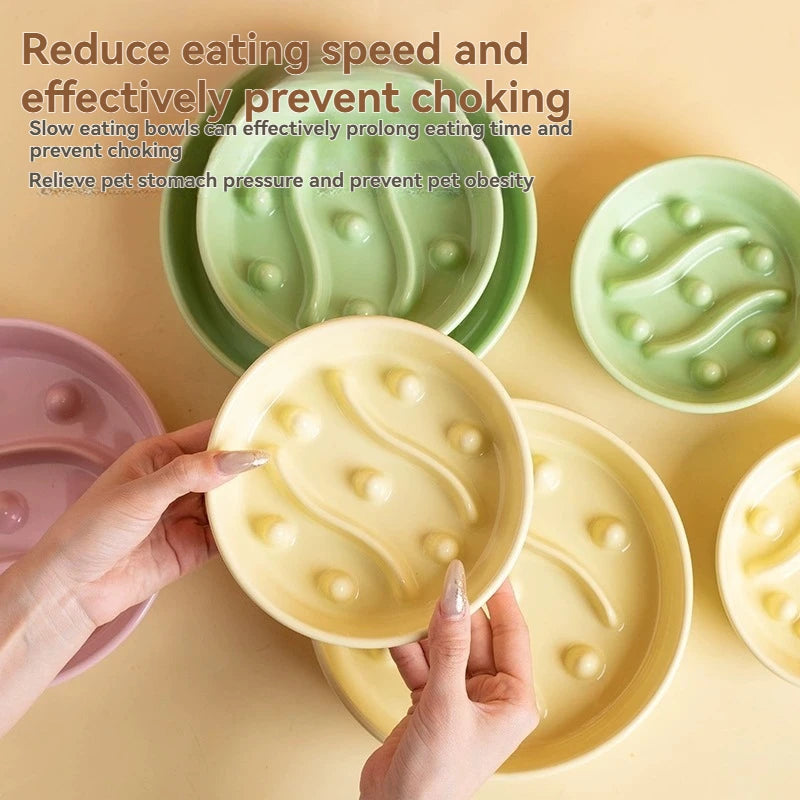 1-piece ceramic slow feed bowl anti-choking slow feed bowl pet bowl spill-proof bowl cat food bowl cat bowl dog bowl