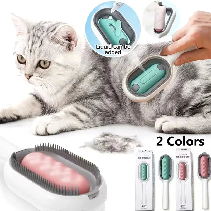 3-in-1 Cat Brush Long Hair Remover Brush for Dog Cat Silicone Pet Grooming Comb with Wipe and Water Tank Pet Product Accessories