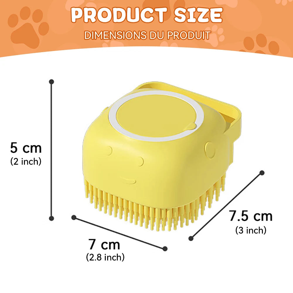 Petorao 2-in-1 Pet Bathing Brush — Silicone Massage & Shampoo Dispenser for Dogs & Cats