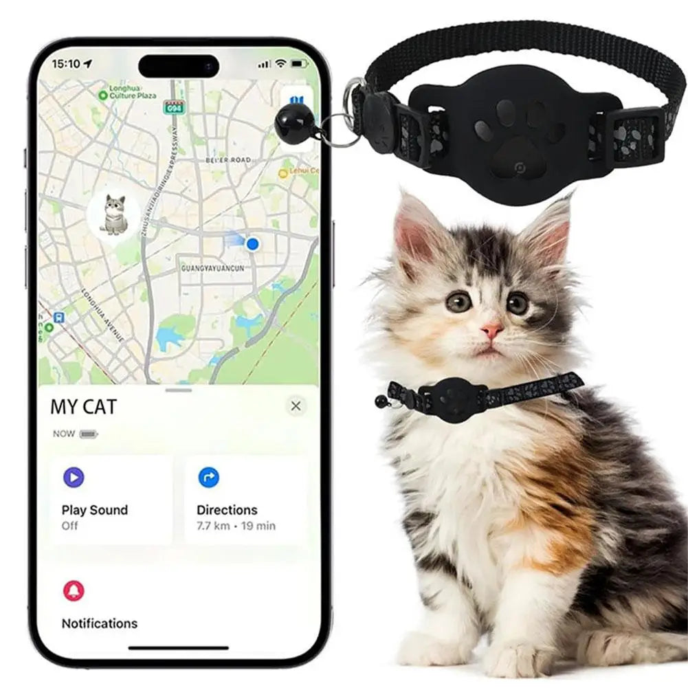 Cat Locator Collar Lightweight Adjustable Real Time GPS Tracking Outside Reflective Strips For Night Safety Enhance Pet Safety