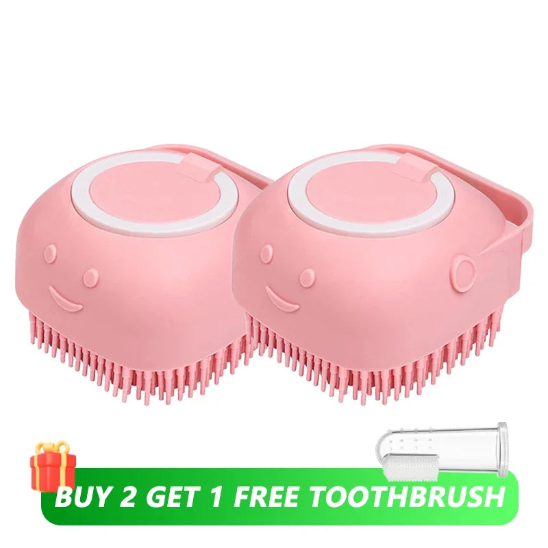Petorao 2-in-1 Pet Bathing Brush — Silicone Massage & Shampoo Dispenser for Dogs & Cats