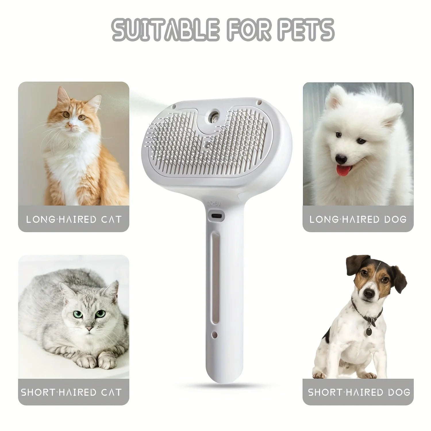 Petorao 2-in-1 Pet Grooming Spray Comb — Dematting Brush with Water Mist for Cats & Dogs